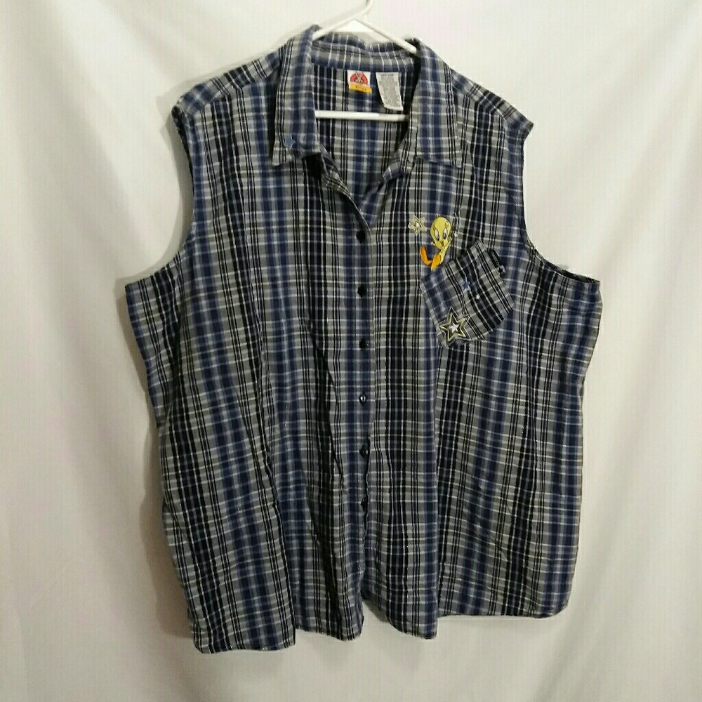 Tweety Bird sleeveless button-up woman's shirt
